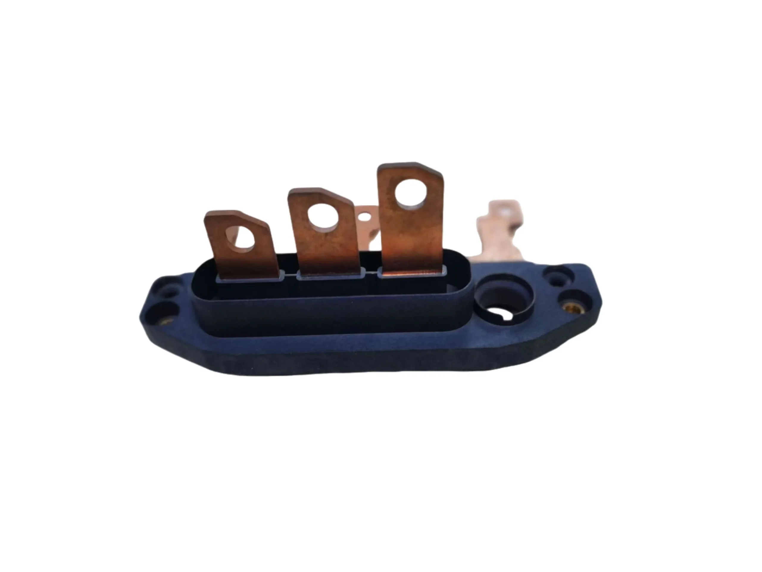 High-current copper terminal with molded electrical insulator block